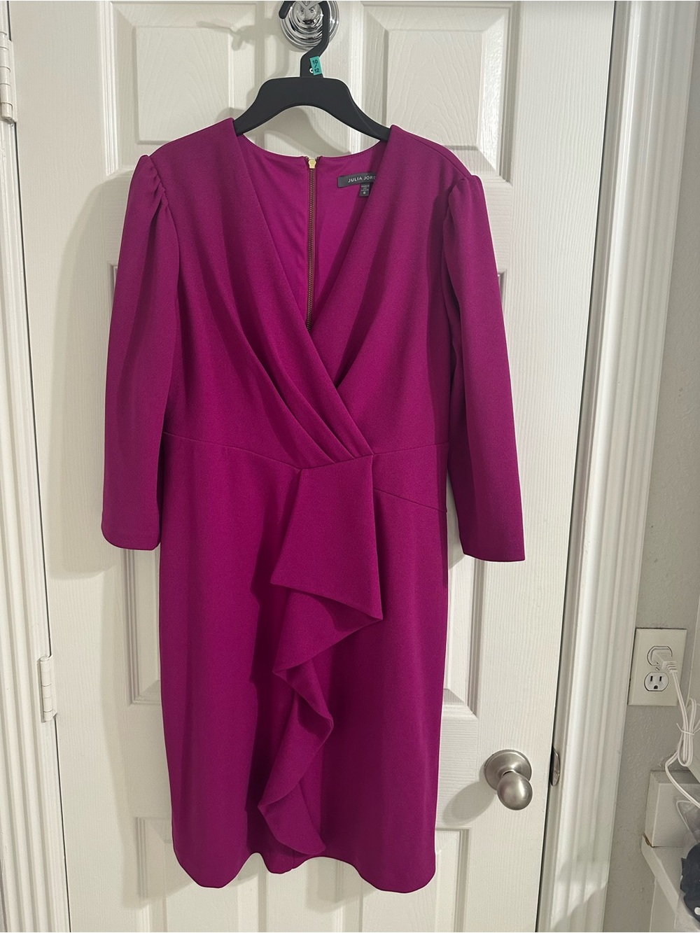 Julia Jordan Fuchsia Ruffle Front Wrap Dress